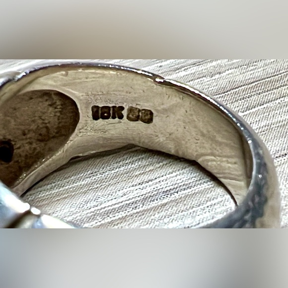 Vintage Designer John Atencio Sterling Silver & 18K Gold Peridot Ring, Size 6 - Picture 8 of 11